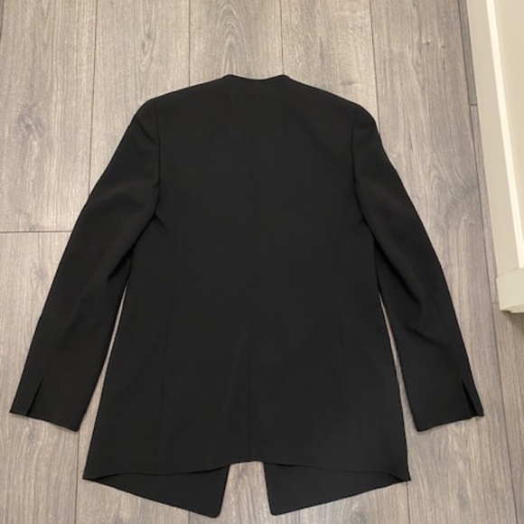 Akris Wool Leather Accent Black Blazer Size 10 - Picture 7 of 11